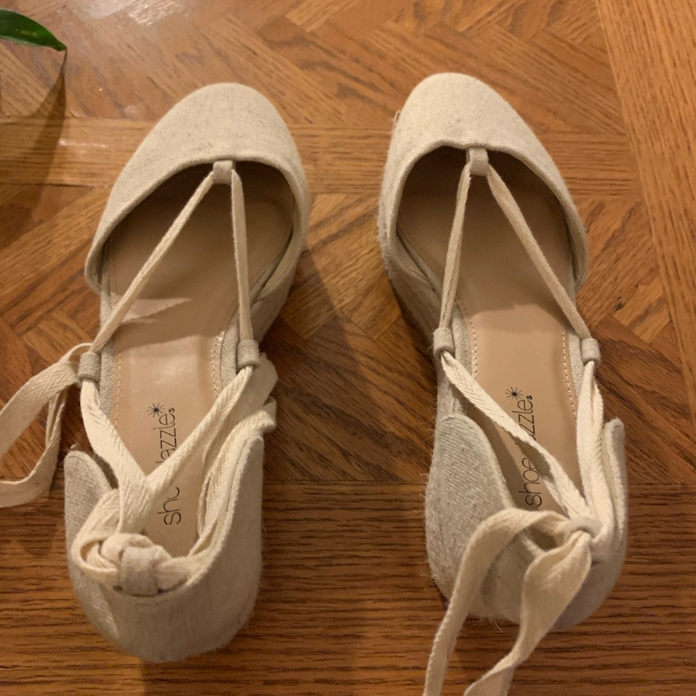 Cream colored espadrilles